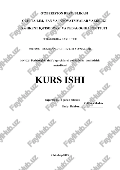 boshlangich sinif oʻquvchilarni qoldiq bilan tanishtirish metodikasi — DOCX
