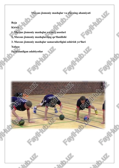 maxsus jismoniy mashqlar nazariy asoslari — DOCX