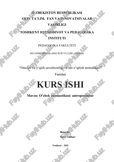o'zbek onomastikasi: antroponimlar — DOCX