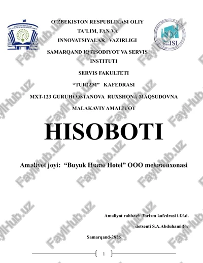 mxt-123 guruhi ostanova ruxshona maqsudovna malakaviy amaliyot hisoboti — PDF