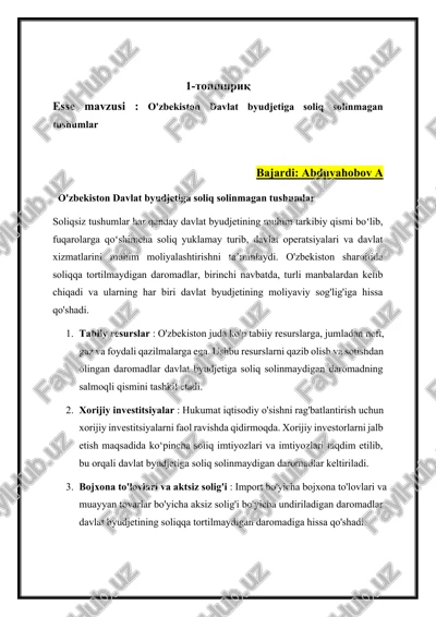 soliqsiz tushumlar — DOCX