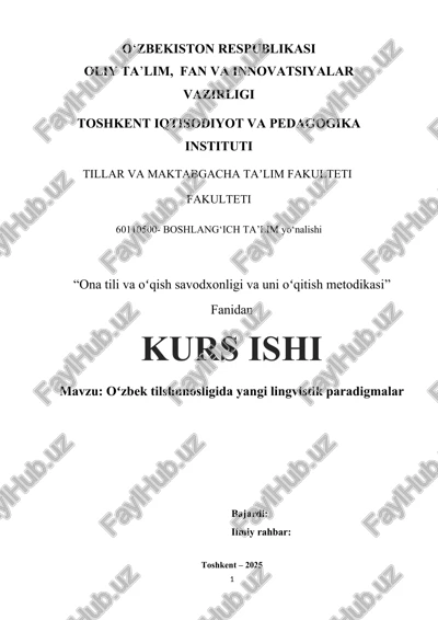 oʻzbek tilshunosligida yangi lingvistik paradigmalar — DOCX