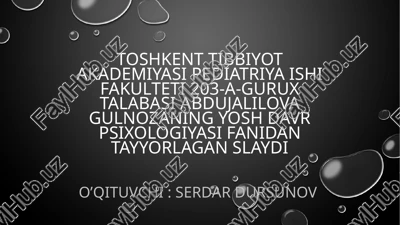 kichik maktab yoshi davri psixologiyasi — PPTX
