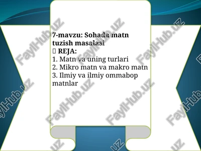 sohadamatntuzish masalasi — PPTX