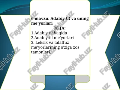 adabiytil vauning me’yorlari — PPTX