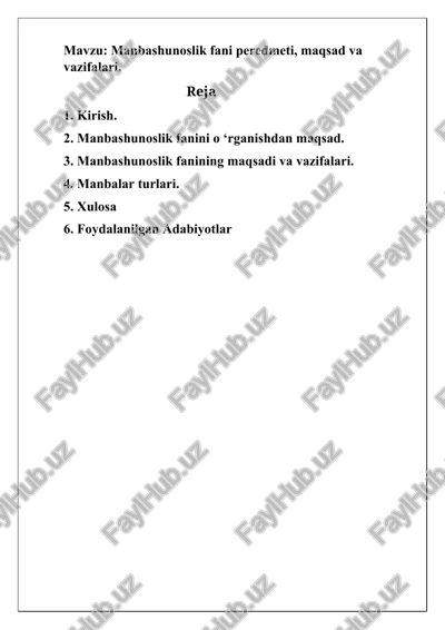 manbashunoslik fani — DOCX