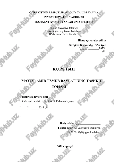 amir temur davlatining tashkil topishi — DOCX