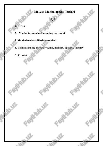 manbalarning turlari — DOCX