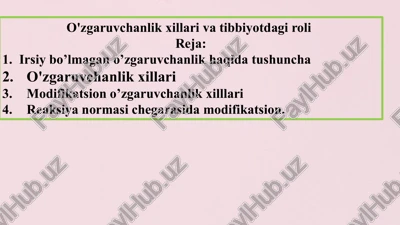 o'zgaruvchanlik xillari va tibbiyotdagi roli — PPTX