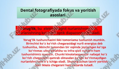 dental fotografiyada fokus va yoritish asoslari — PPT