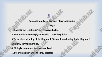 termodinamika va kimyoviy termodinamika — PPTX