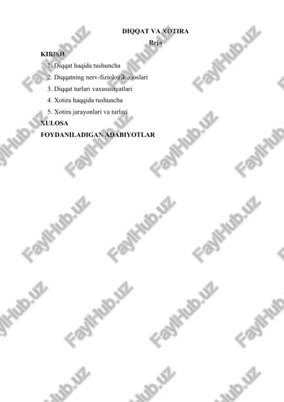diqqat va xotira — DOCX
