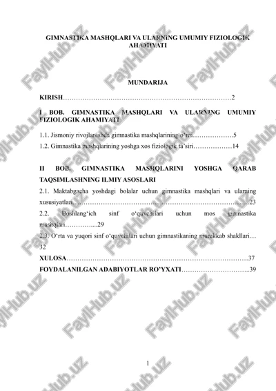 gimnastika mashqlari va ularning umumiy fiziologik ahamiyati — DOCX