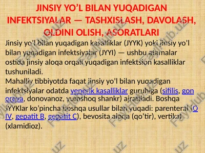 jinsiy yo’l bilan yuqadigan infektsiyalar — PPTX