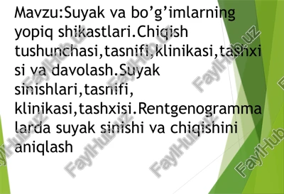 suyakvabo’g’imlarning yopiq shikastlari — PPTX