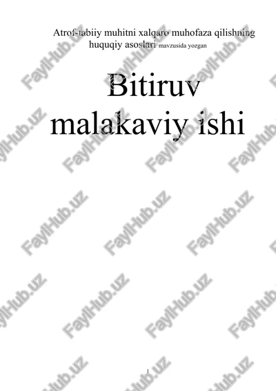 atrof-tabiiy muhitni xalqaro muhofaza qilishning huquqiy asoslari — DOC