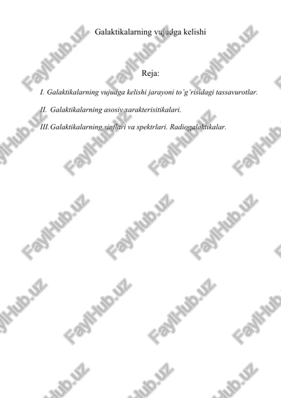 galaktikalarning vujudga kelishi — DOC