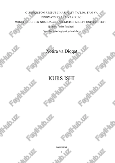 kurs ishi - yoshlar psixologiyasi yo’nalishi — DOCX
