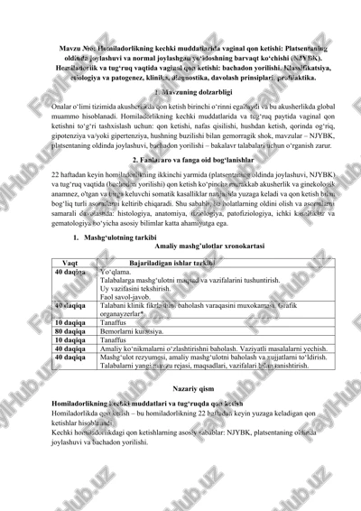 homiladorlikning kechki muddatlarida vaginal qon ketishi — DOCX