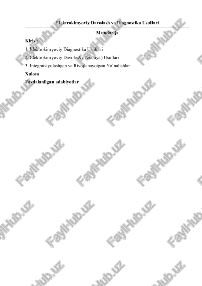 elektrokimyoviy davolash va diagnostika usullari — DOCX