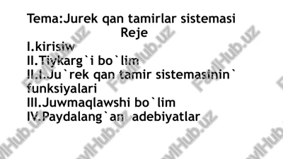 jurek qan tamirlar sistemasi — PPTX