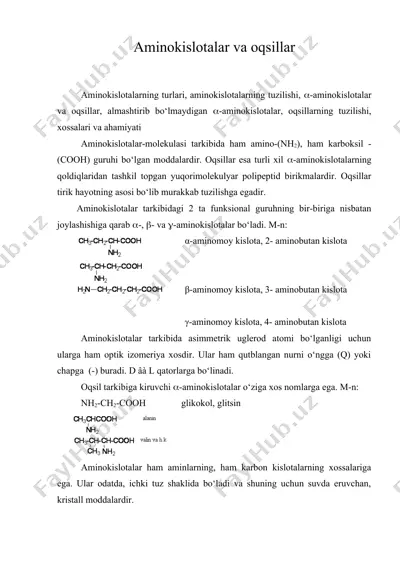 aminokislotalar va oqsillar — DOCX