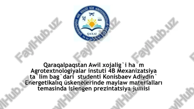 energetikalıq úskenelerinde maylaw materialları — PPTX
