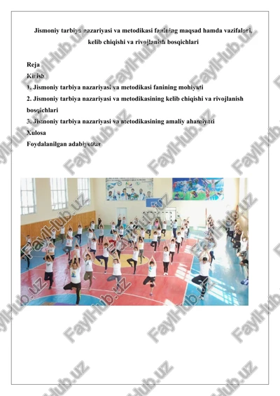jismoniy tarbiya nazariyasi va metodikasi — DOCX