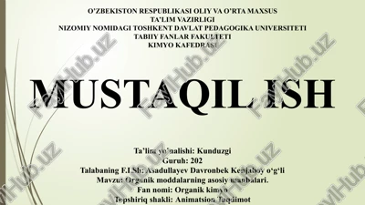 organik moddalarining asosiy manbalari — PPTX