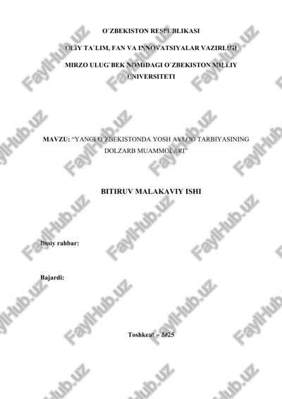 yangi o`zbekistonda yosh avlod tarbiyasining dolzarb muammolari — DOCX