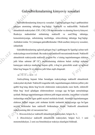 galoidbirikmalarning kimyoviy xossalari — DOCX