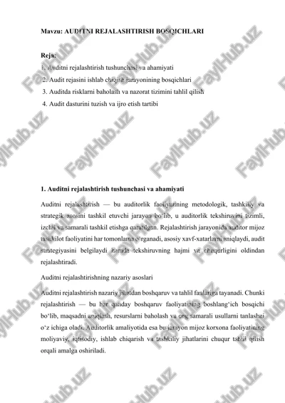 auditni rejalashtirish bosqichlari — DOCX
