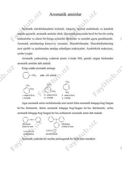 aromatik aminlar — DOCX