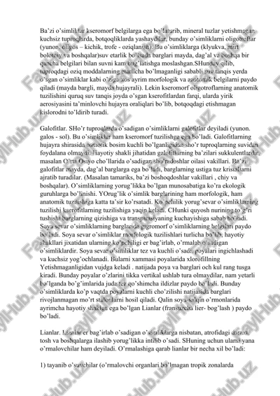 kseromorf o'simliklar — DOCX