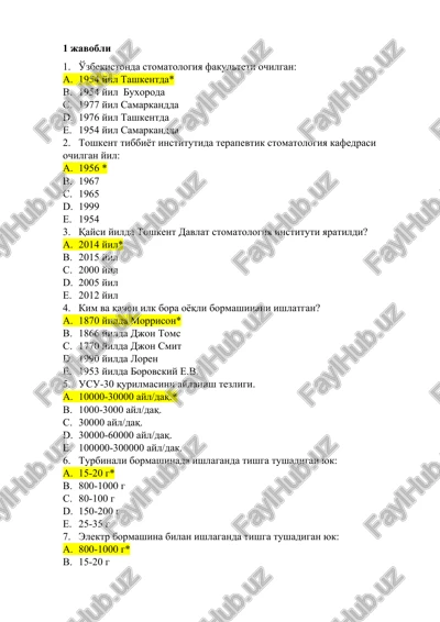 uzbekistonda stomatologiya fakulteti — DOCX