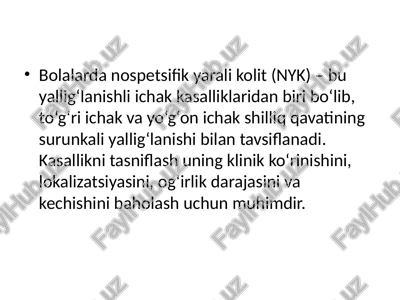 bolalardan ospetsifik yaralik olit(nyk) — PPTX