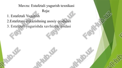 estafetali yugurish texnikasi — PPTX