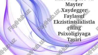 karl yaspers va mayter xaydegger faylasuf ekzistintsialistlarning psixoligiyaga tasiri — PPTX