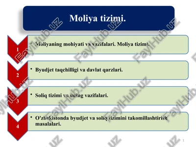 moliya tizimi.moliyaning mohiyati va vazifalari — PPTX