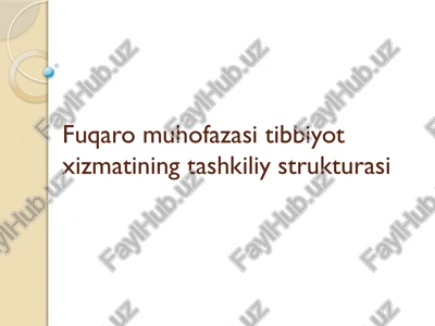 fuqaro muhofazasi tibbiyot xizmatining tashkiliy strukturasi — PPTX