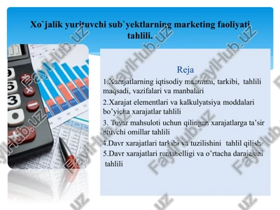 xo`jalik yurituvchi sub`yektlarning marketing faoliyati tahlili — PPTX