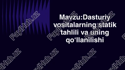 dasturiy vositalarning statik tahlili va uning qo‘llanilishi — PPTX