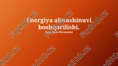 energiya almashinuvi boshqarilishi — PPTX