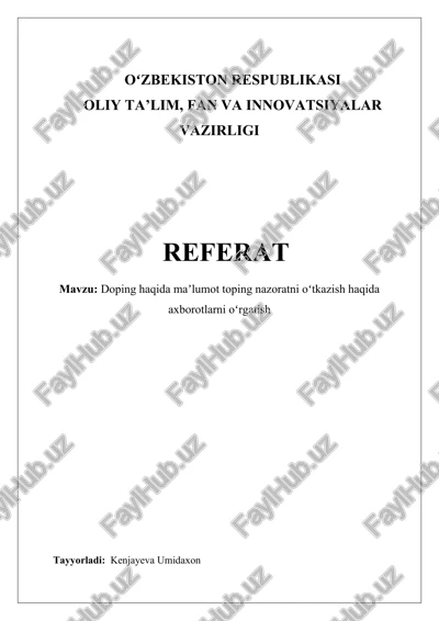 doping haqida ma'lumotlar referati — DOCX