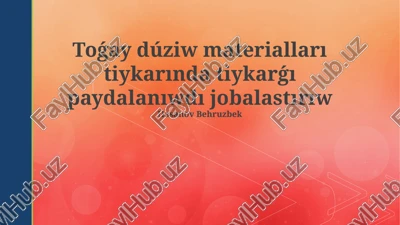 tiykarǵı paydalanıwdı rejelestiriw — PPTX