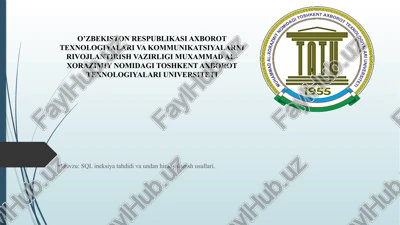 sql ineksiya tahdidi va undan himoyalanish usullari. — PPTX