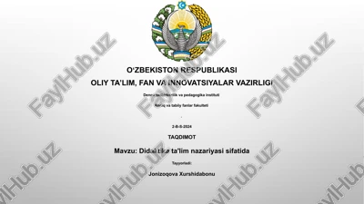 didaktika ta'lim nazariyasi sifatida — PPTX