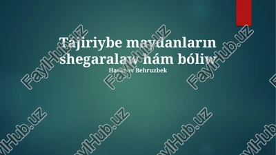 tájiriybe maydanlarǵa ajıratıwda topıraq unımlılıǵı, relyef jaǵdayları hám suw támiynatı sıyaqlı tiykarǵı faktorlardı esapqa alıw zárúr, bul ónimdarlıqtı arttıradı. — PPTX