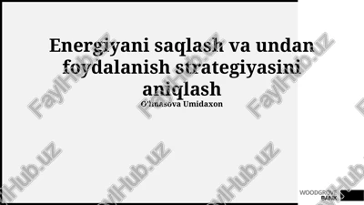 energiya tejash va foydalanish strategiyasi — PPTX