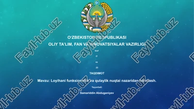 loyihani funksionallik va qulaylik nuqtai nazaridan baholash — PPTX